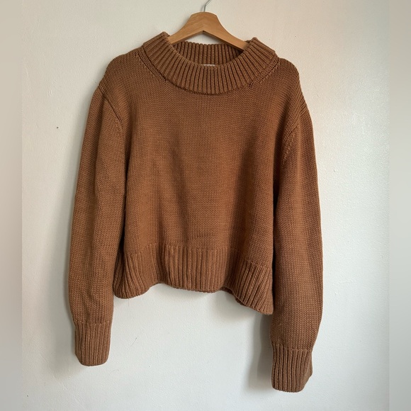 Tan Zara crew neck sweater. - Picture 1 of 3